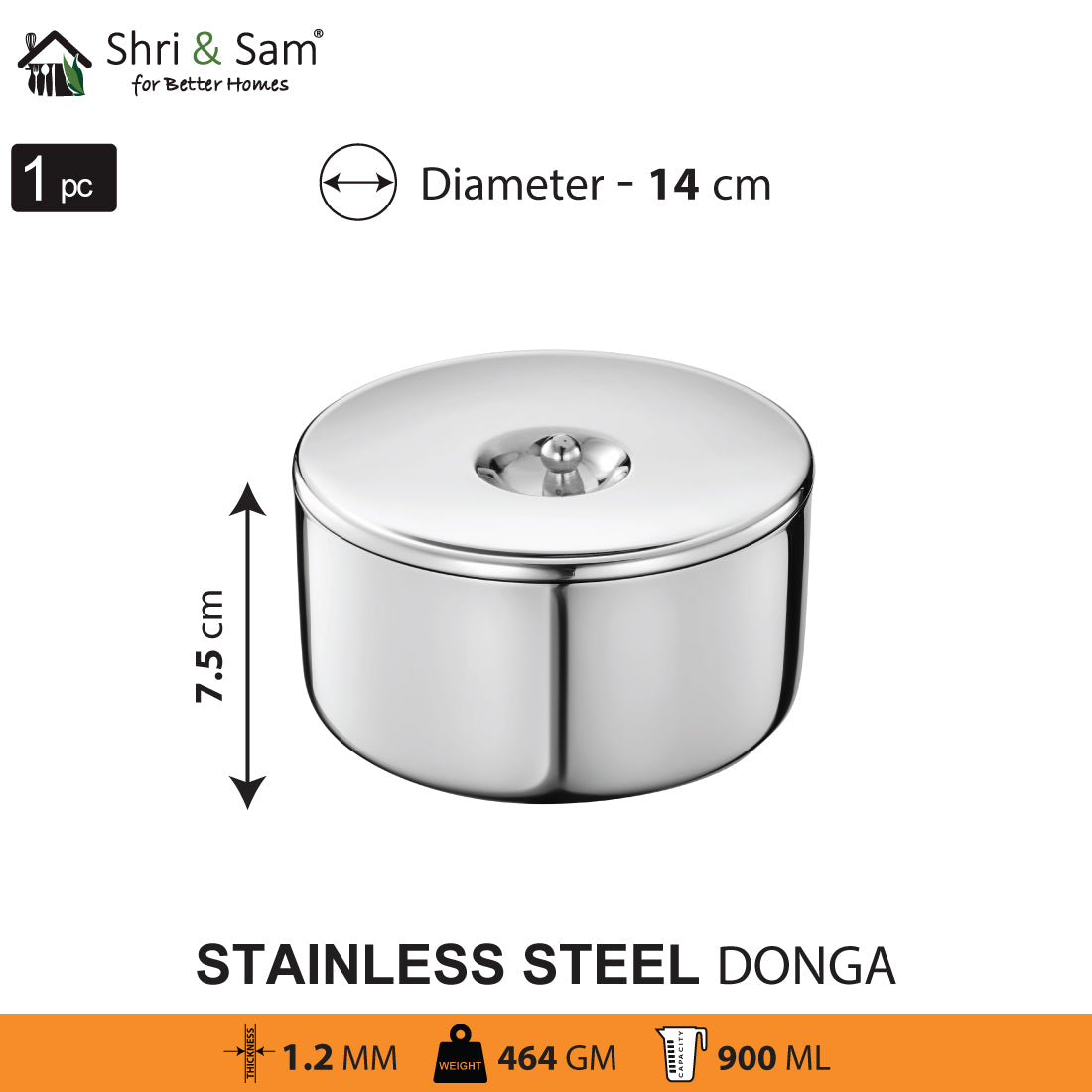 Stainless Steel 3 PCS Donga Set Jain