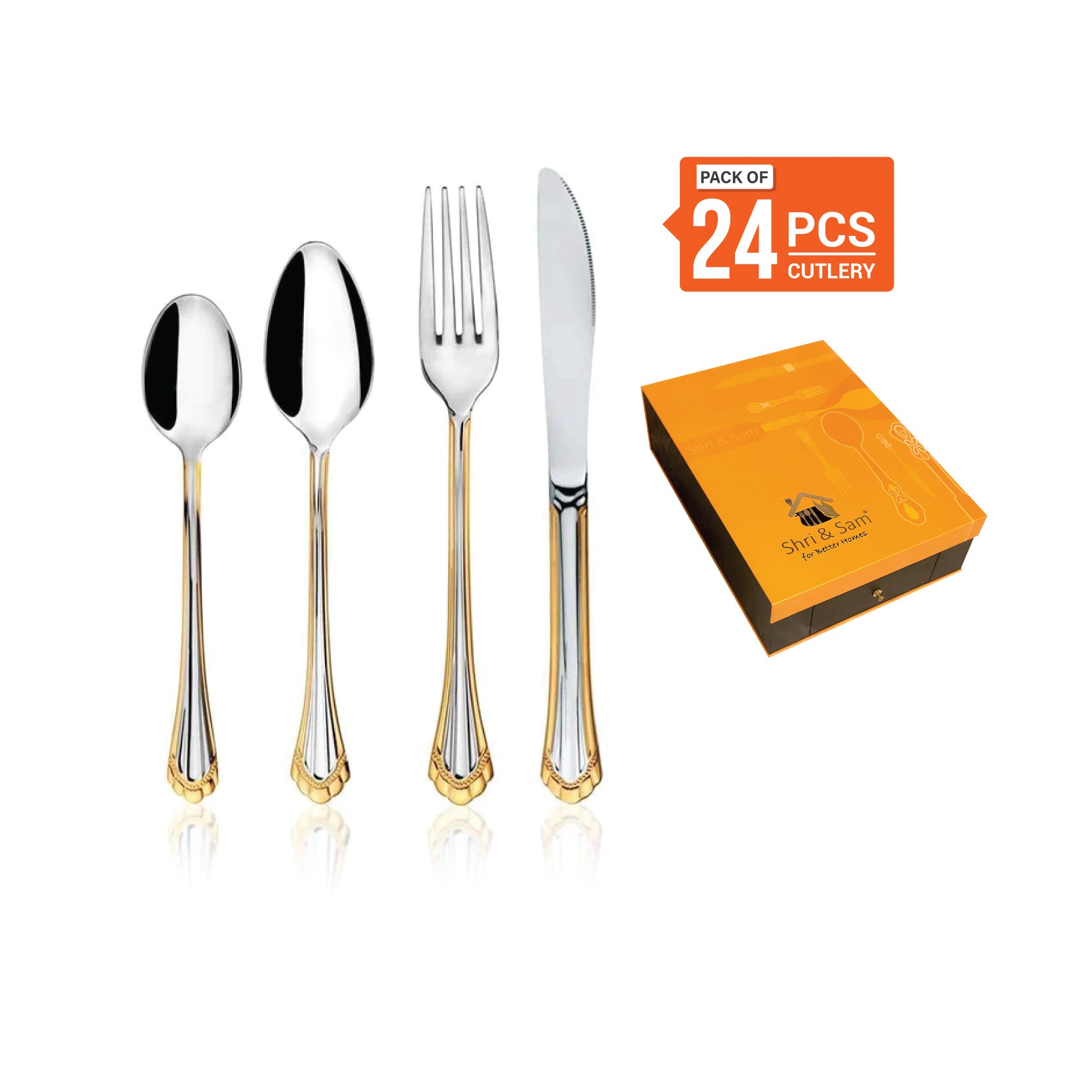 Stainless Steel 24 PCS Cutlery Set with Knife Feather