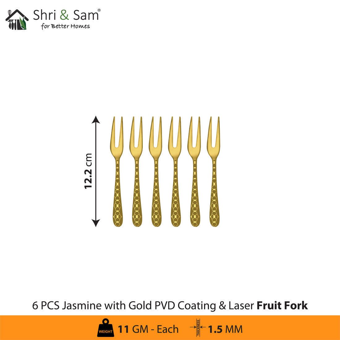 Stainless Steel Cutlery with Gold PVD Coating & Laser 5 Jasmine