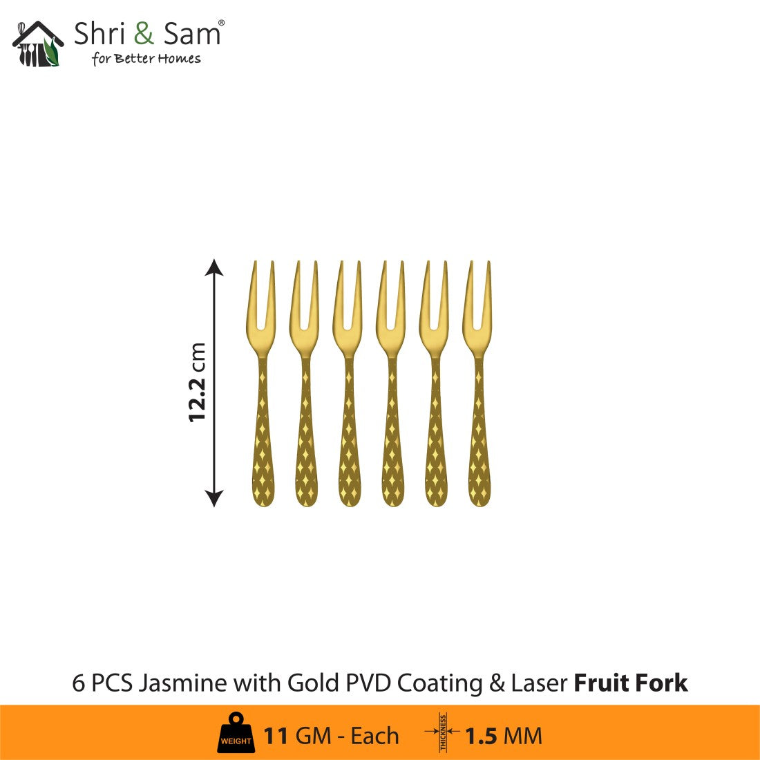 Stainless Steel Cutlery with Gold PVD Coating & Laser 2 Jasmine