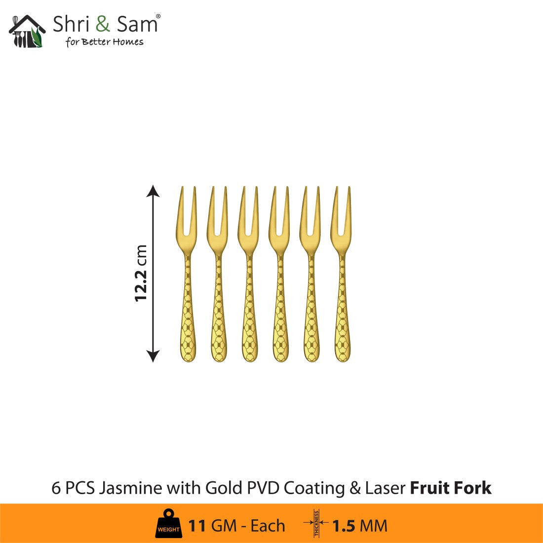 Stainless Steel Cutlery with Gold PVD Coating & Laser 4 Jasmine