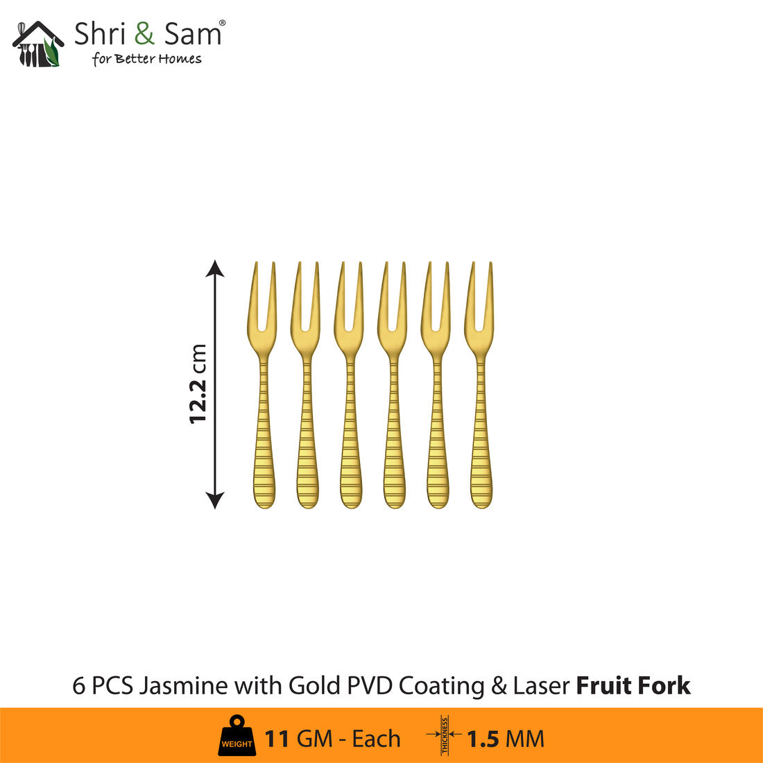 Stainless Steel Cutlery with Gold PVD Coating & Laser 7 Jasmine