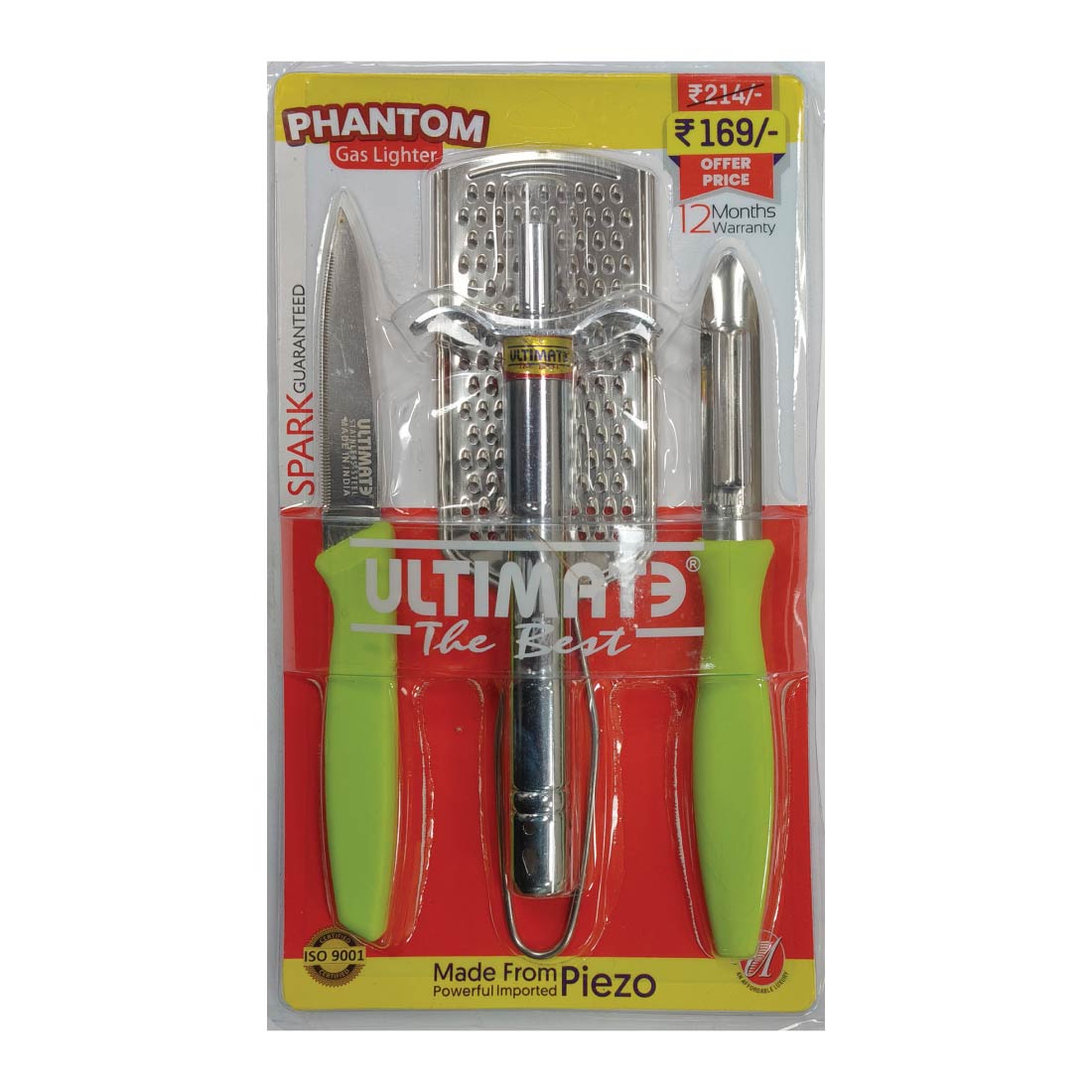 Phantom Gas Lighter with Knife, Peeler and Grater