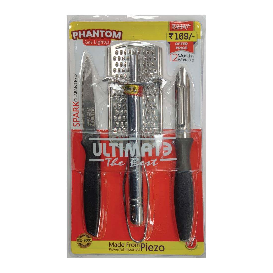 Phantom Gas Lighter with Knife, Peeler and Grater