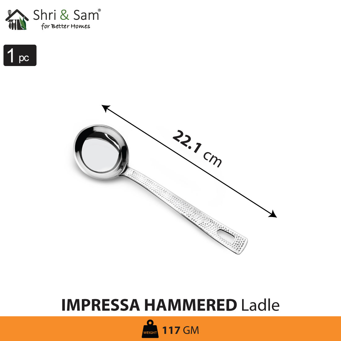 Stainless Steel Ladle Impressa Hammered