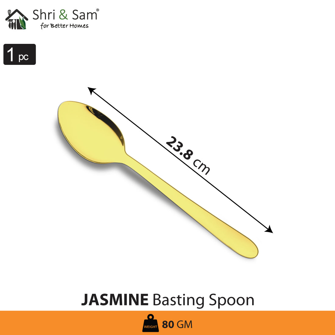 Stainless Steel Basting Spoon Solid with Gold PVD Coating Jasmine