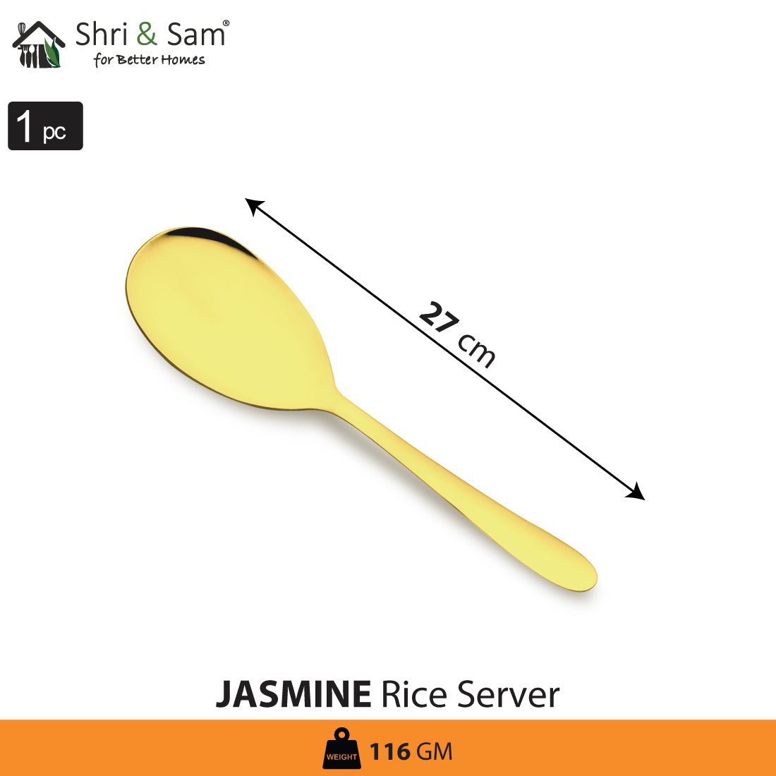 Stainless Steel Rice Server with Gold PVD Coating Jasmine