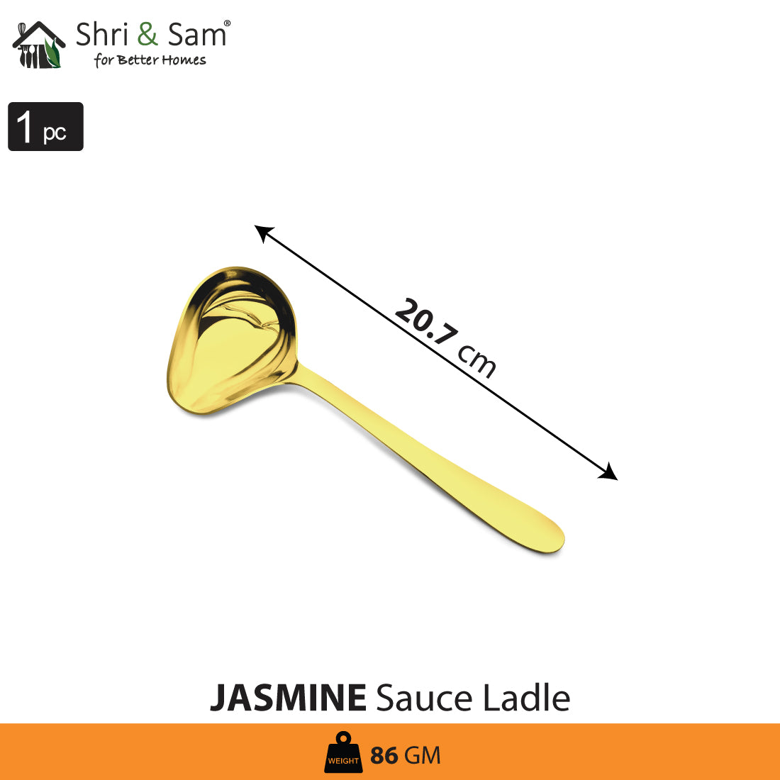 Stainless Steel Sauce Ladle with Gold PVD Coating Jasmine