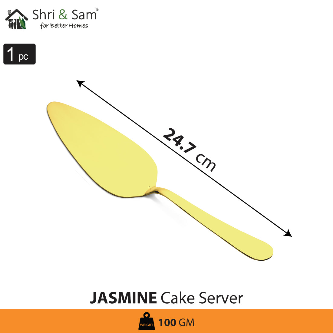 Stainless Steel Cake Server with Gold PVD Coating Jasmine