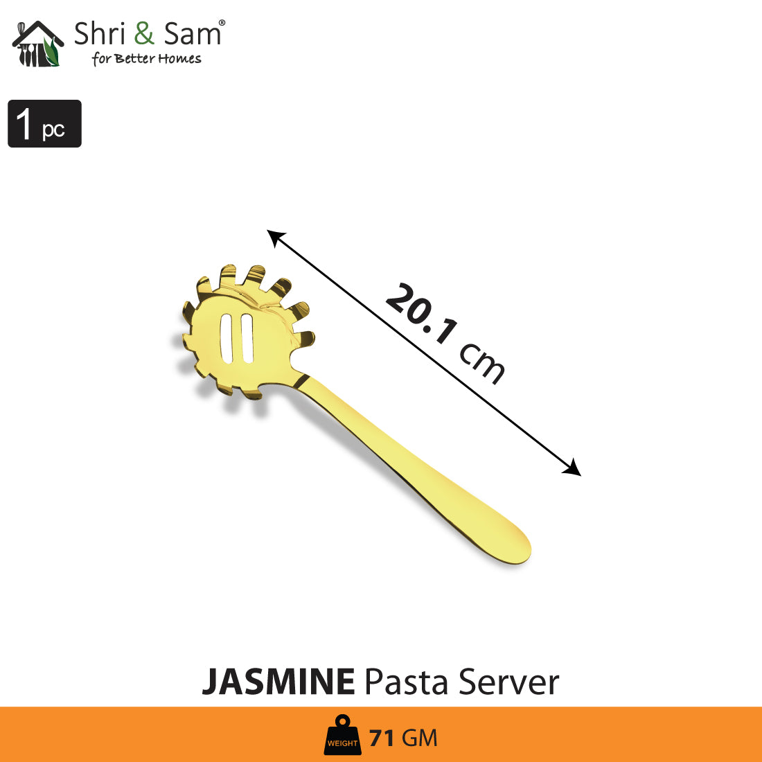 Stainless Steel Pasta Server with Gold PVD Coating Jasmine