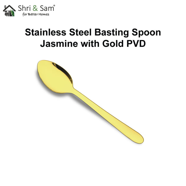 Stainless Steel Basting Spoon Solid with Gold PVD Coating Jasmine