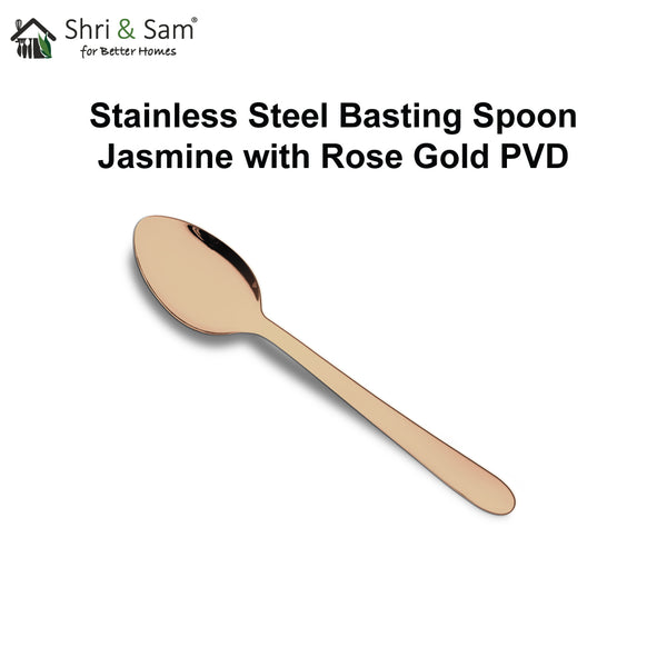 Stainless Steel Basting Spoon Solid with Rose Gold PVD Coating Jasmine