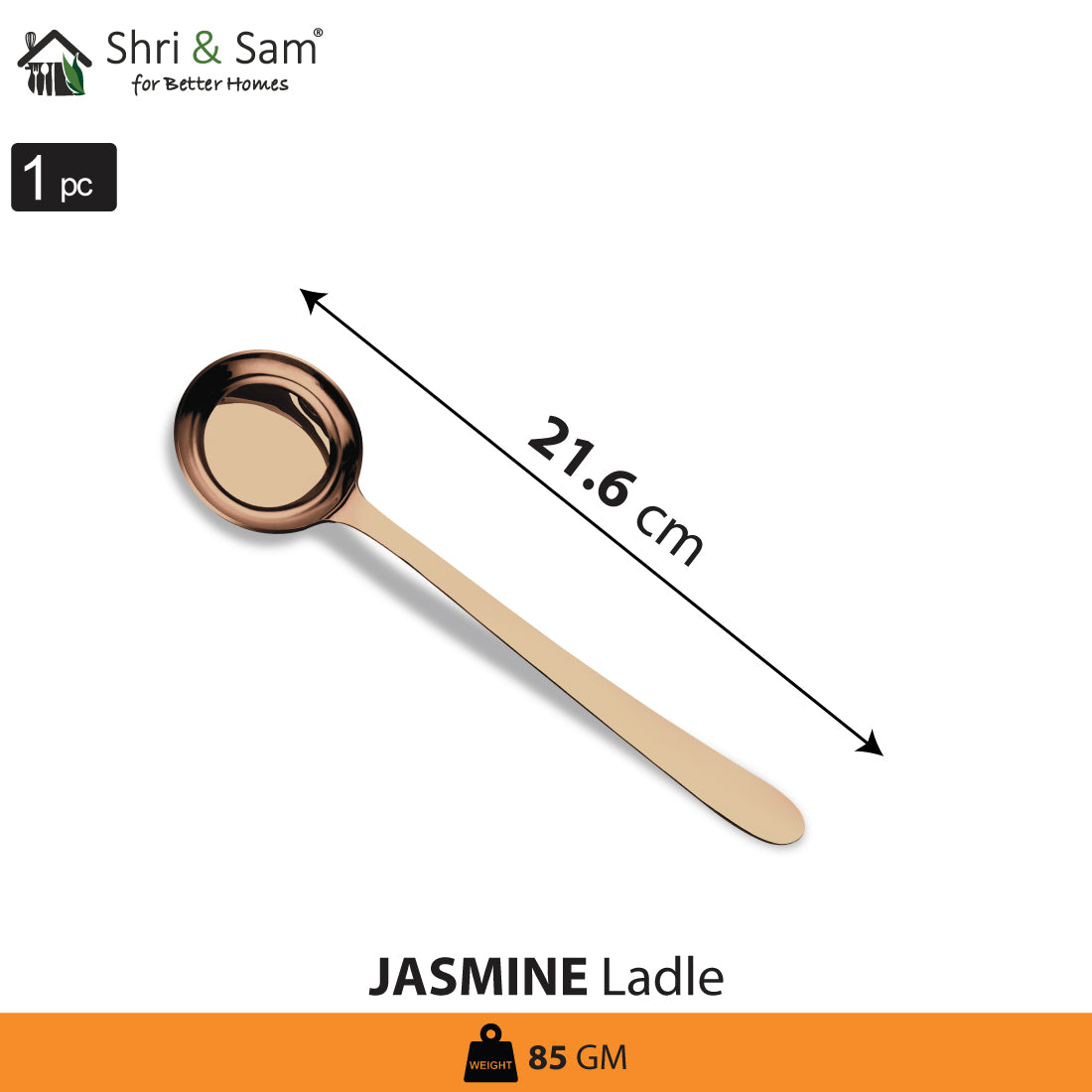 Stainless Steel Ladle with Rose Gold PVD Coating Jasmine