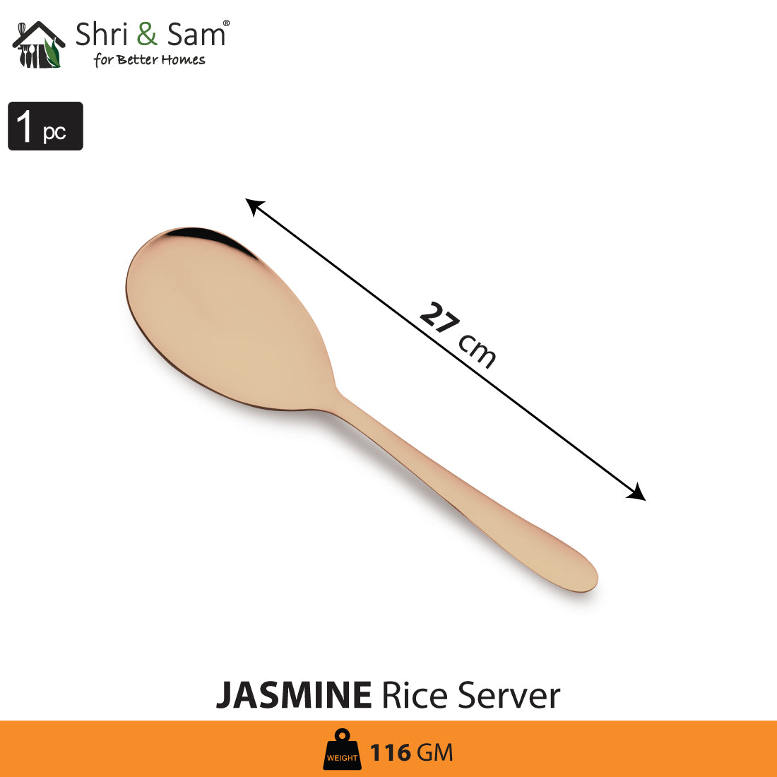 Stainless Steel Rice Server with Rose Gold PVD Coating Jasmine