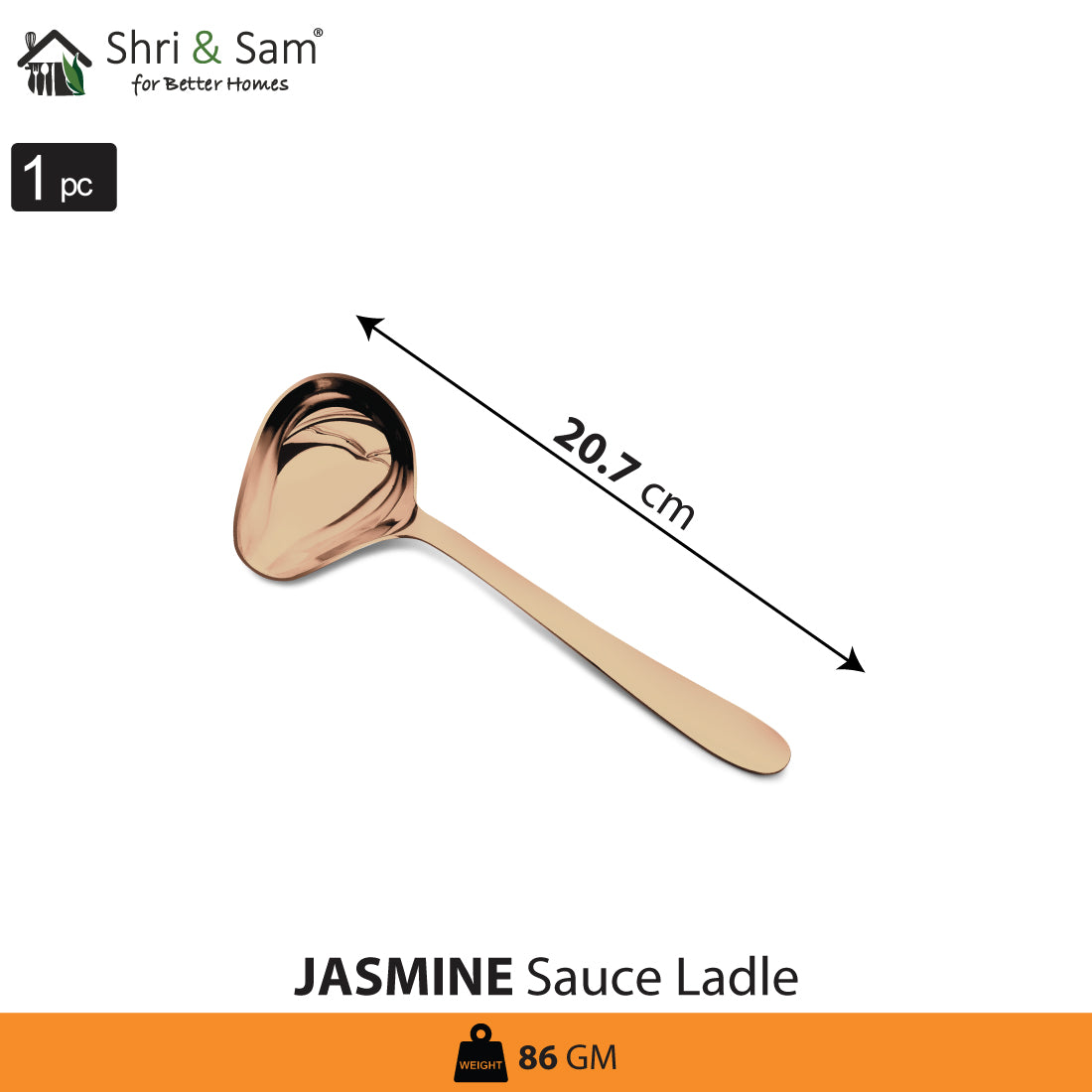 Stainless Steel Sauce Ladle with Rose Gold PVD Coating Jasmine