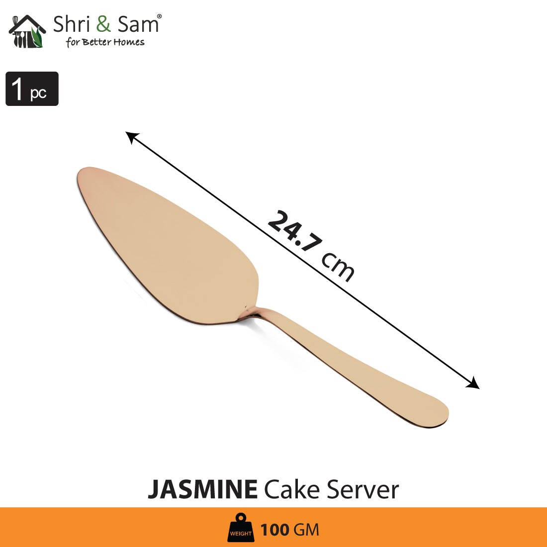 Stainless Steel Cake Server with Rose Gold PVD Coating Jasmine