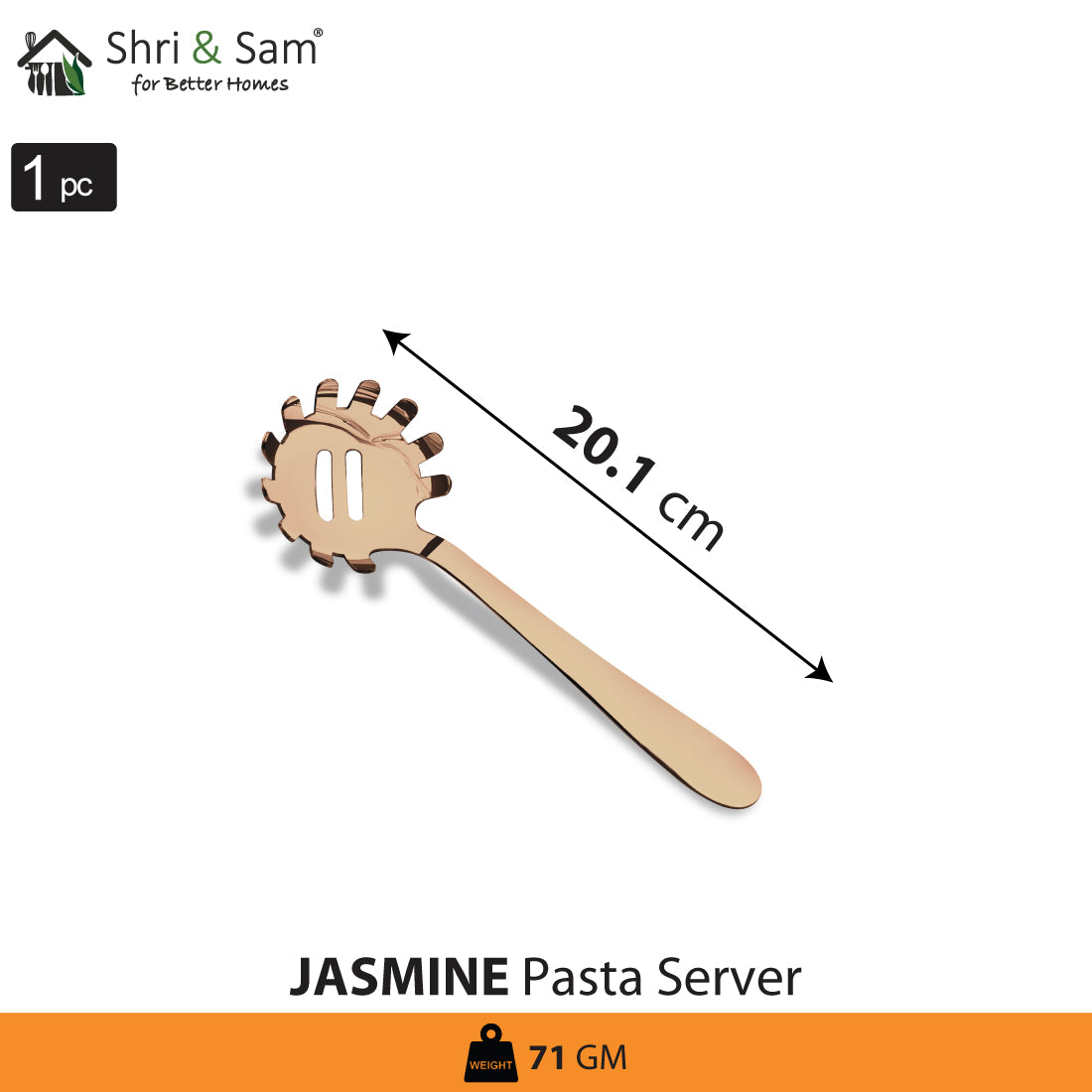 Stainless Steel Pasta Server with Rose Gold PVD Coating Jasmine