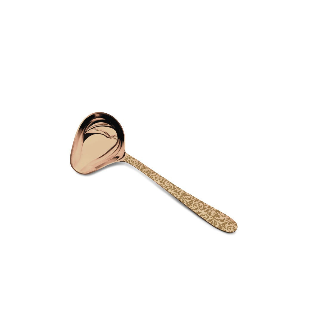 Stainless Steel Sauce Ladle with Rose Gold PVD Coating and Laser Jasmine