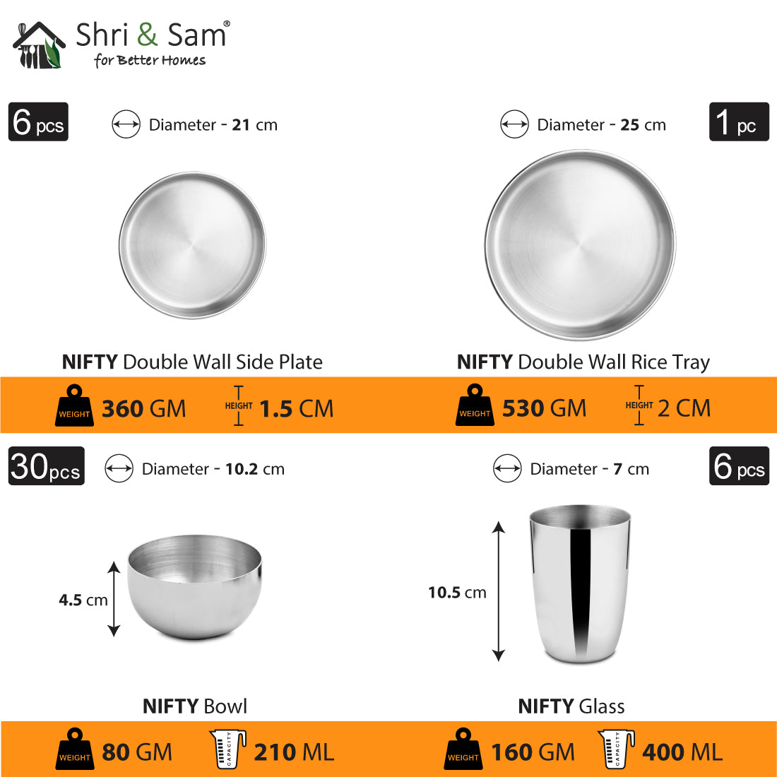 Stainless Steel 72 PCS Dinner Set (6 People) Nifty