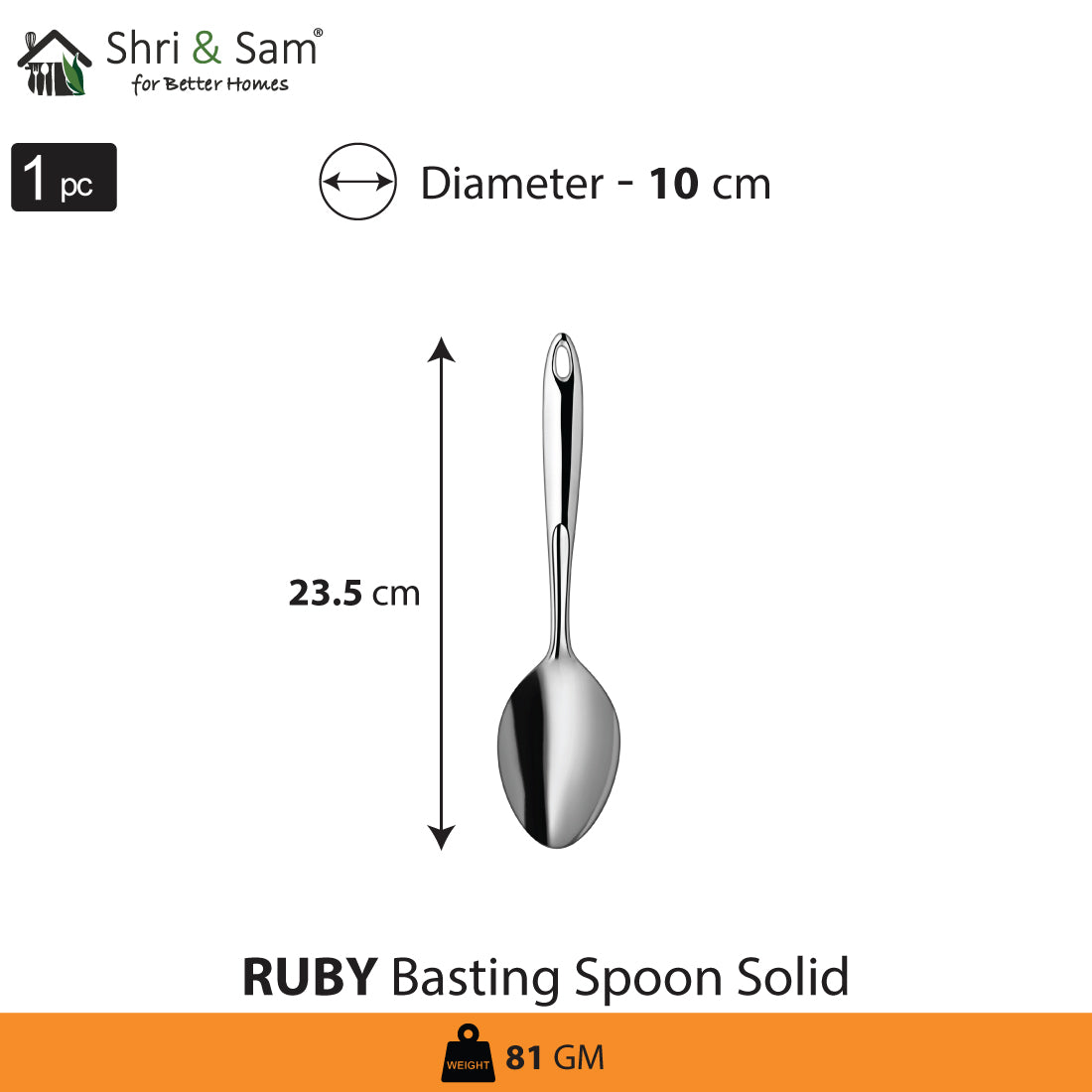 Stainless Steel Basting Spoon Solid Serving tool - Ruby