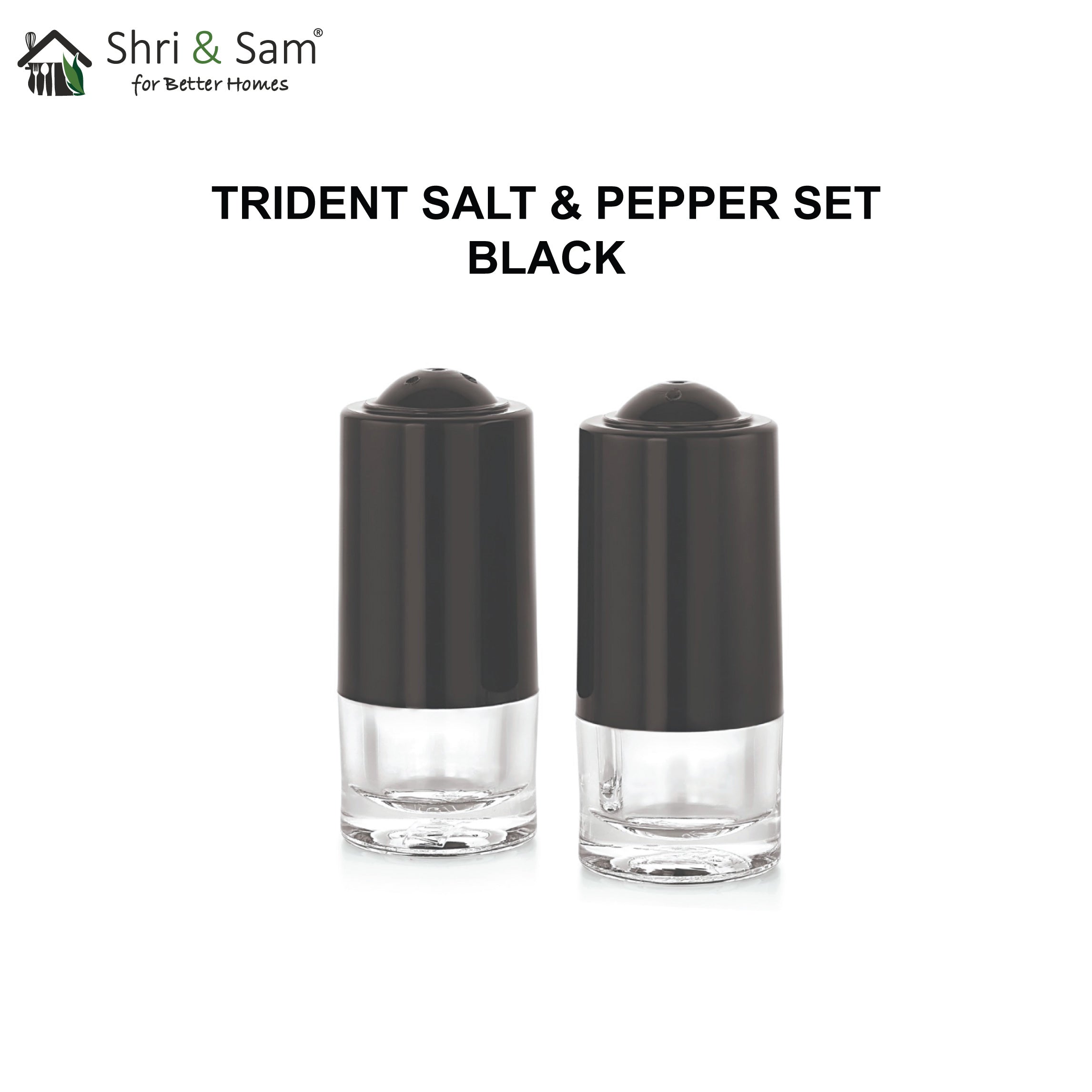 Stainless Steel Trident Black Salt & Pepper
