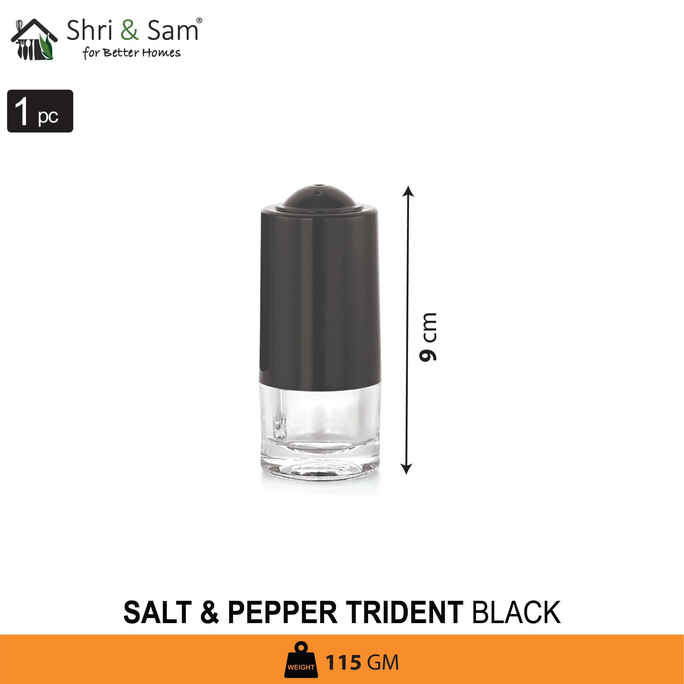 Stainless Steel Trident Black Salt & Pepper