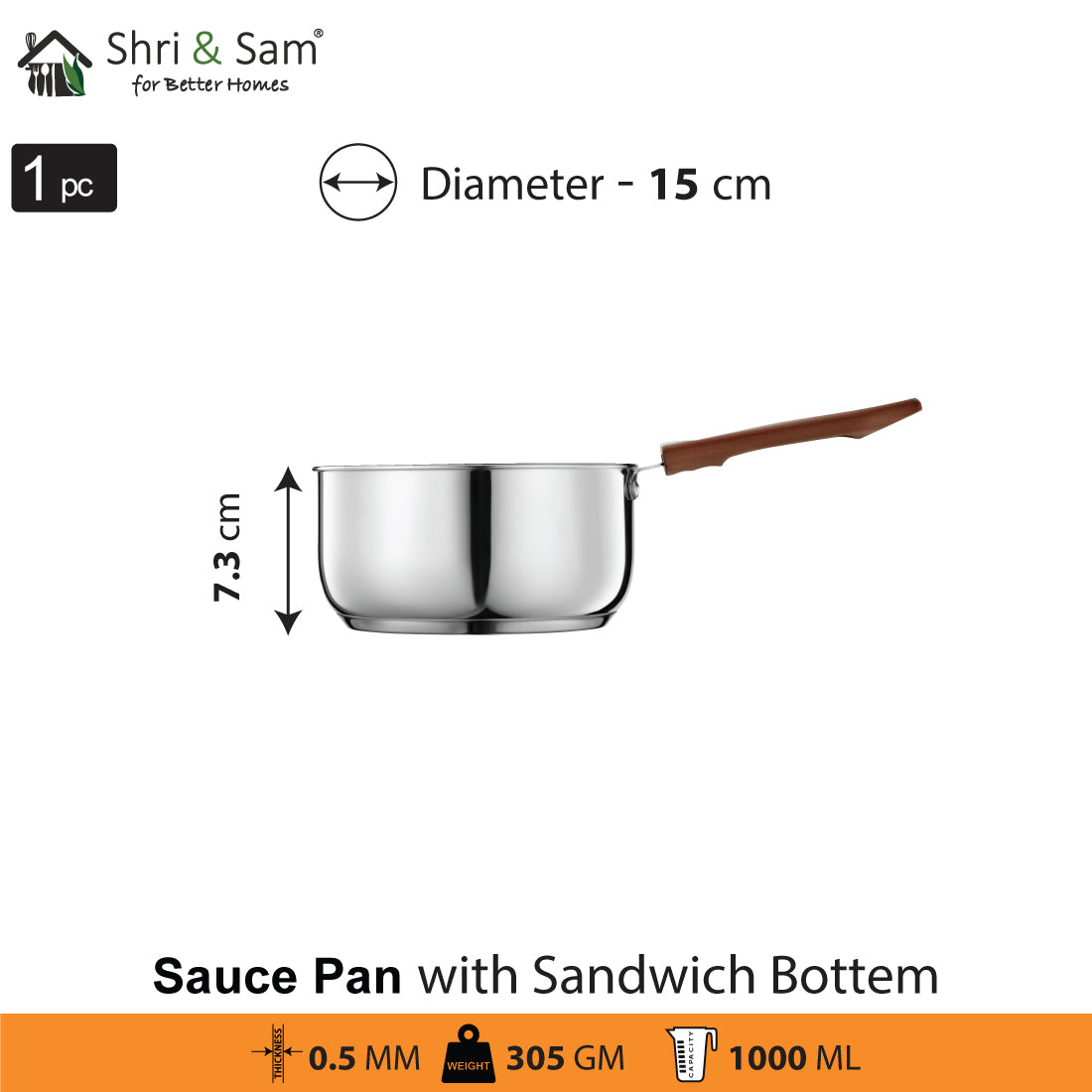 Stainless Steel Sauce Pan wih Sandwich Bottom