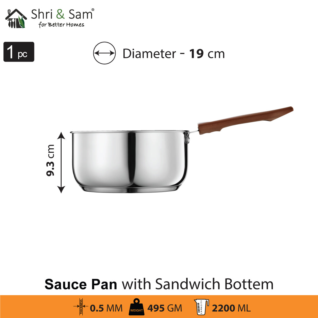 Stainless Steel Sauce Pan wih Sandwich Bottom