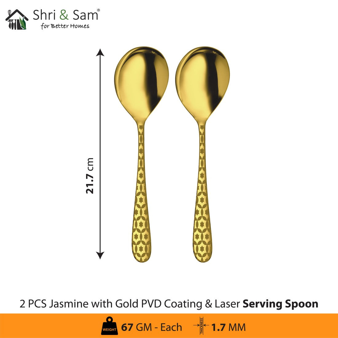 Stainless Steel Cutlery with Gold PVD Coating & Laser 3 Jasmine