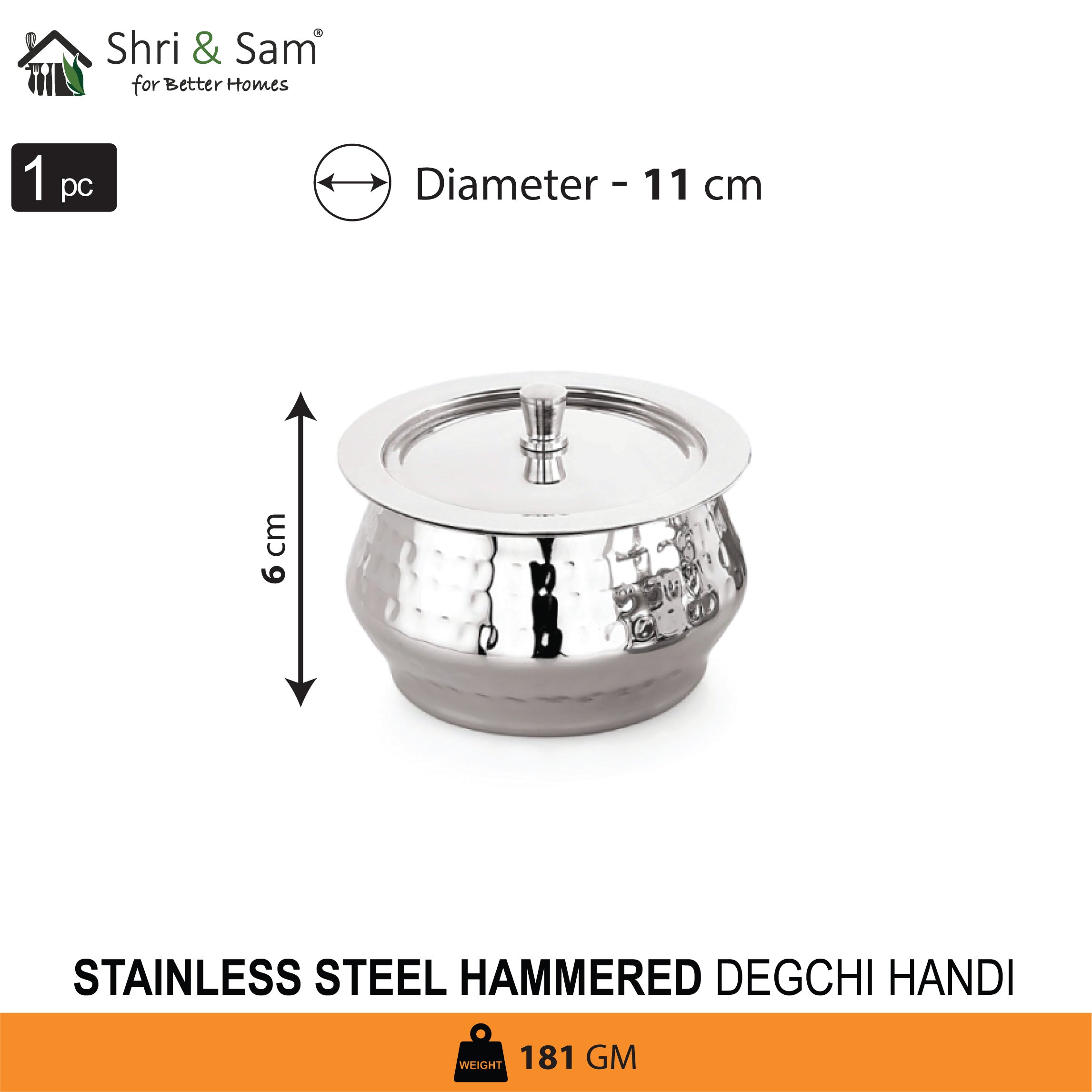 Stainless Steel Hammered Degchi Handi