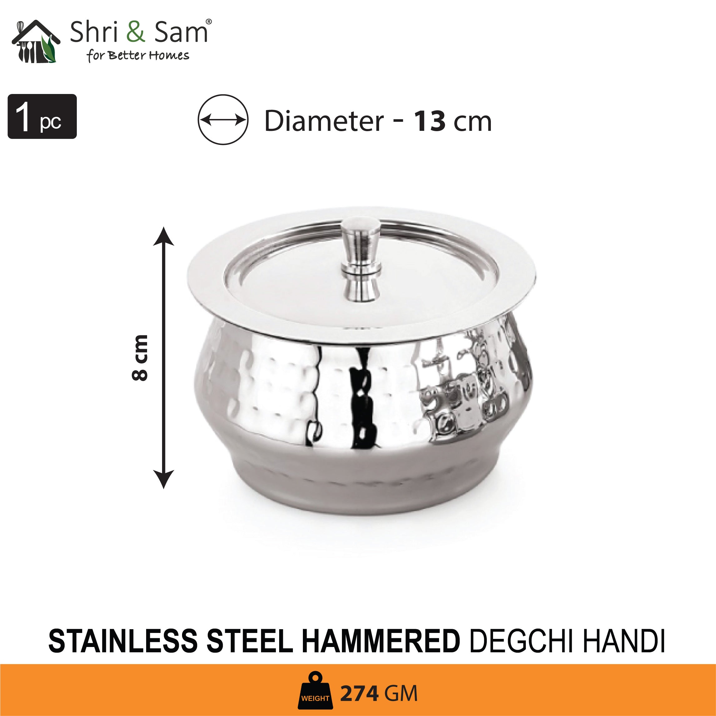 Stainless Steel Hammered Degchi Handi