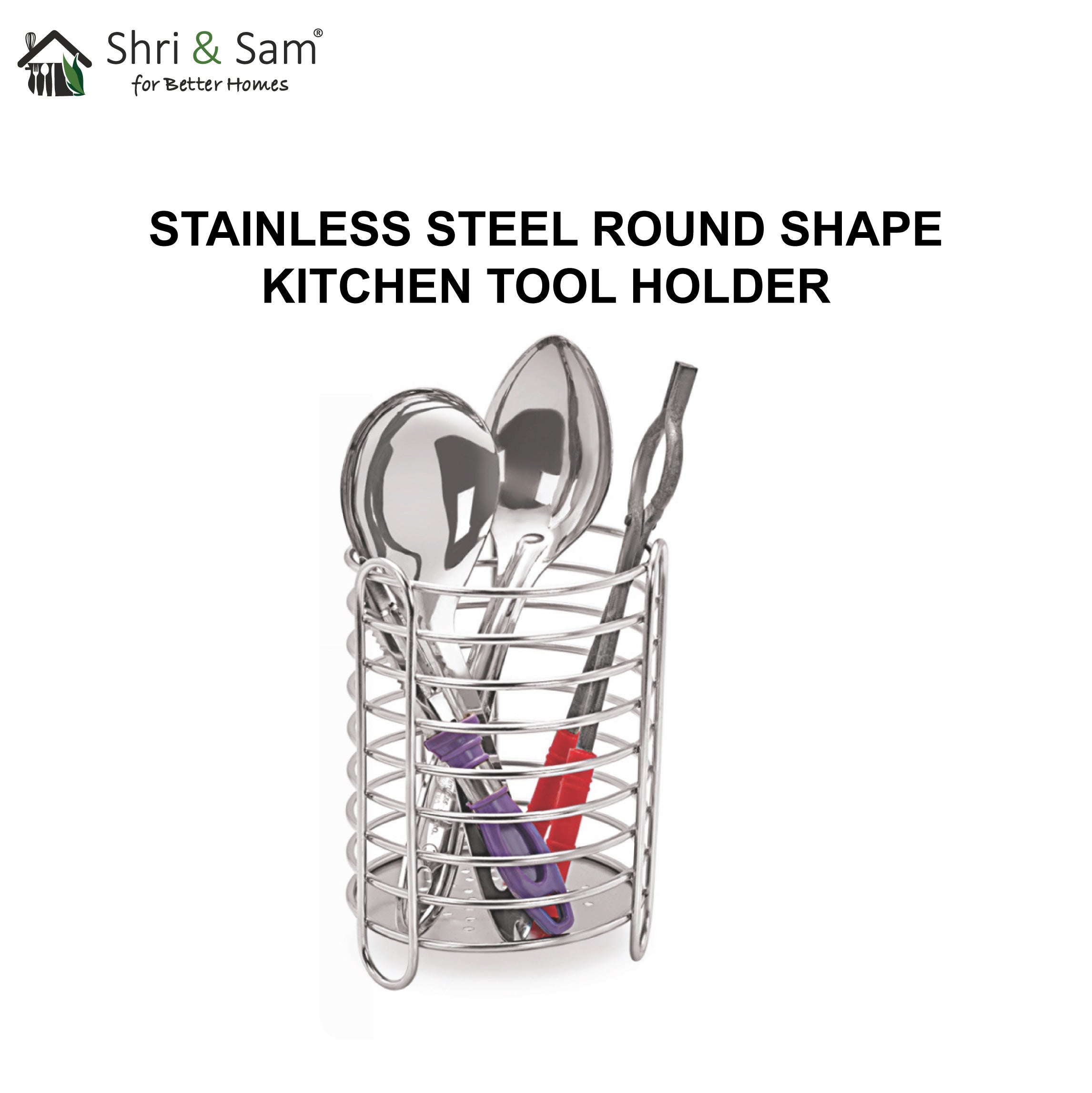Stainless Steel Round Shape Kitchen Tool Holder