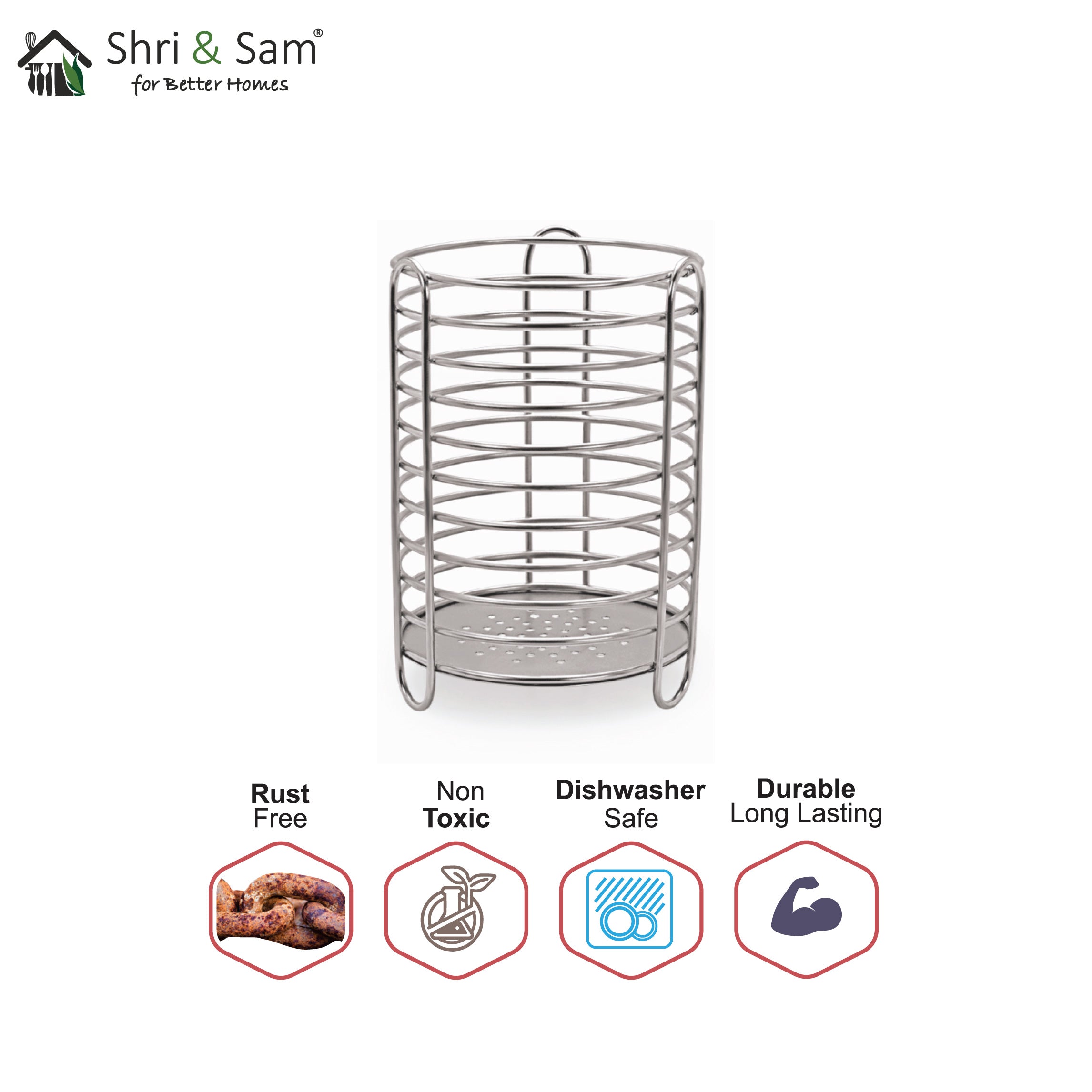 Stainless Steel Round Shape Kitchen Tool Holder