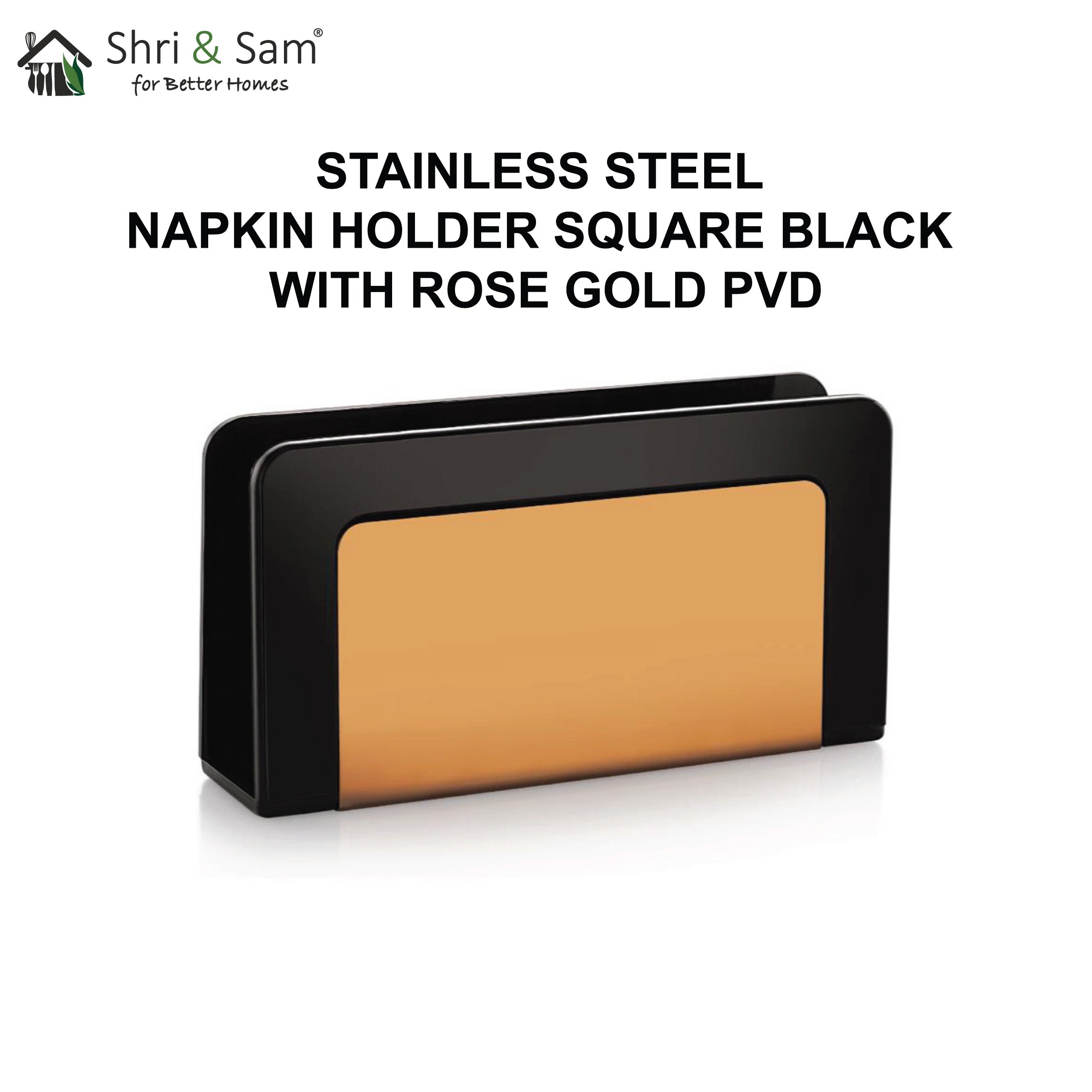 Stainless Steel Square Black Napkin Holder