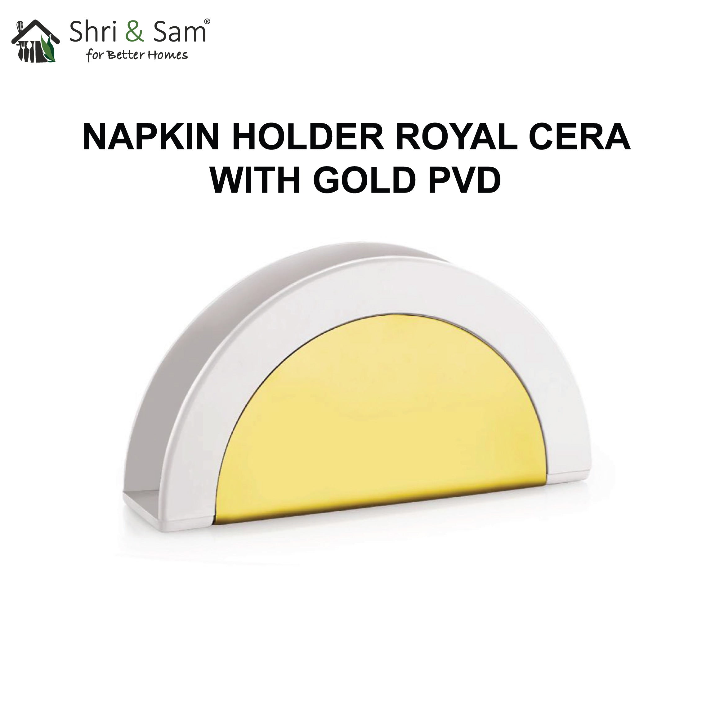 Stainless Steel Royal Swiss Napkin Holder with Gold PVD Coating