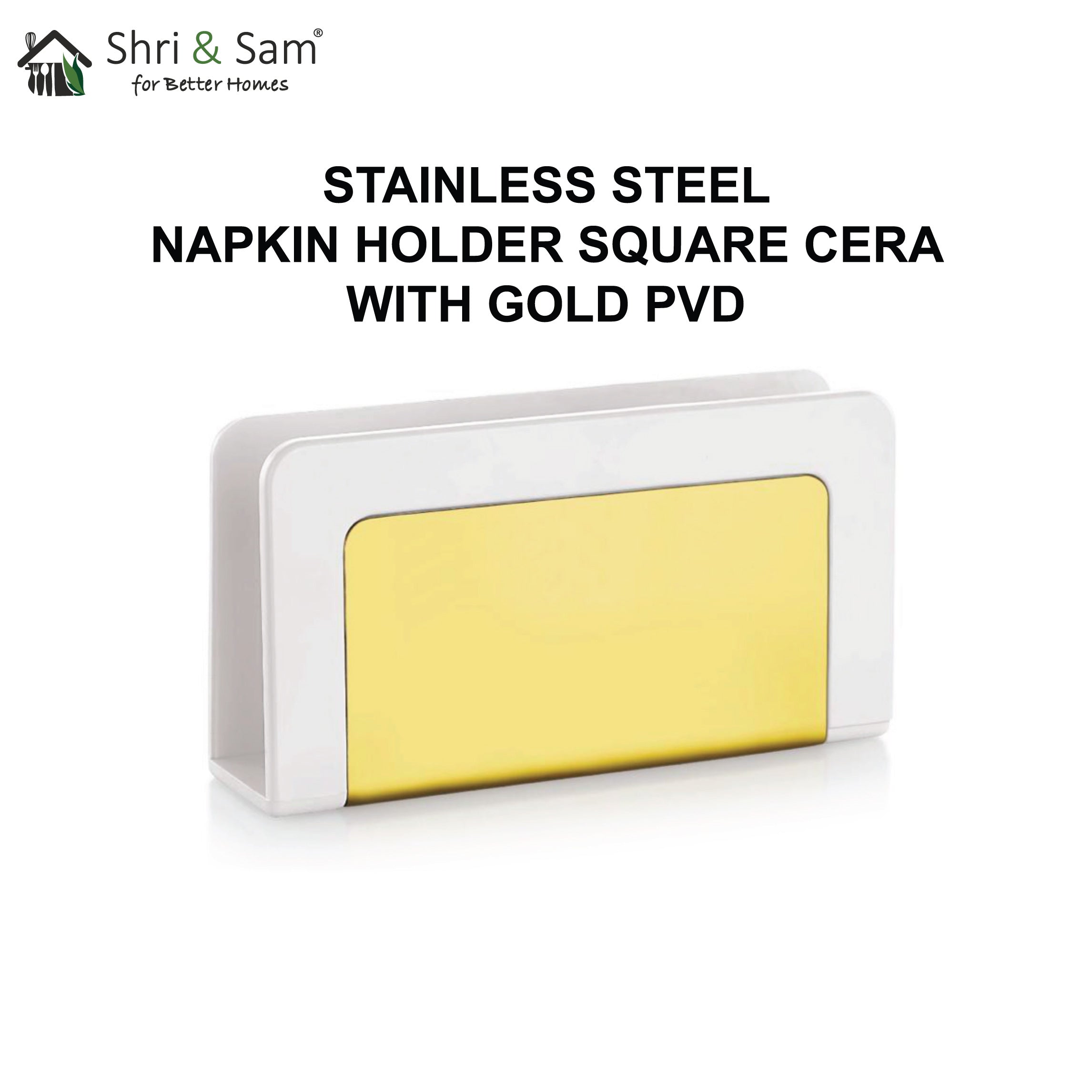 Stainless Steel Square Cera Napkin Holder