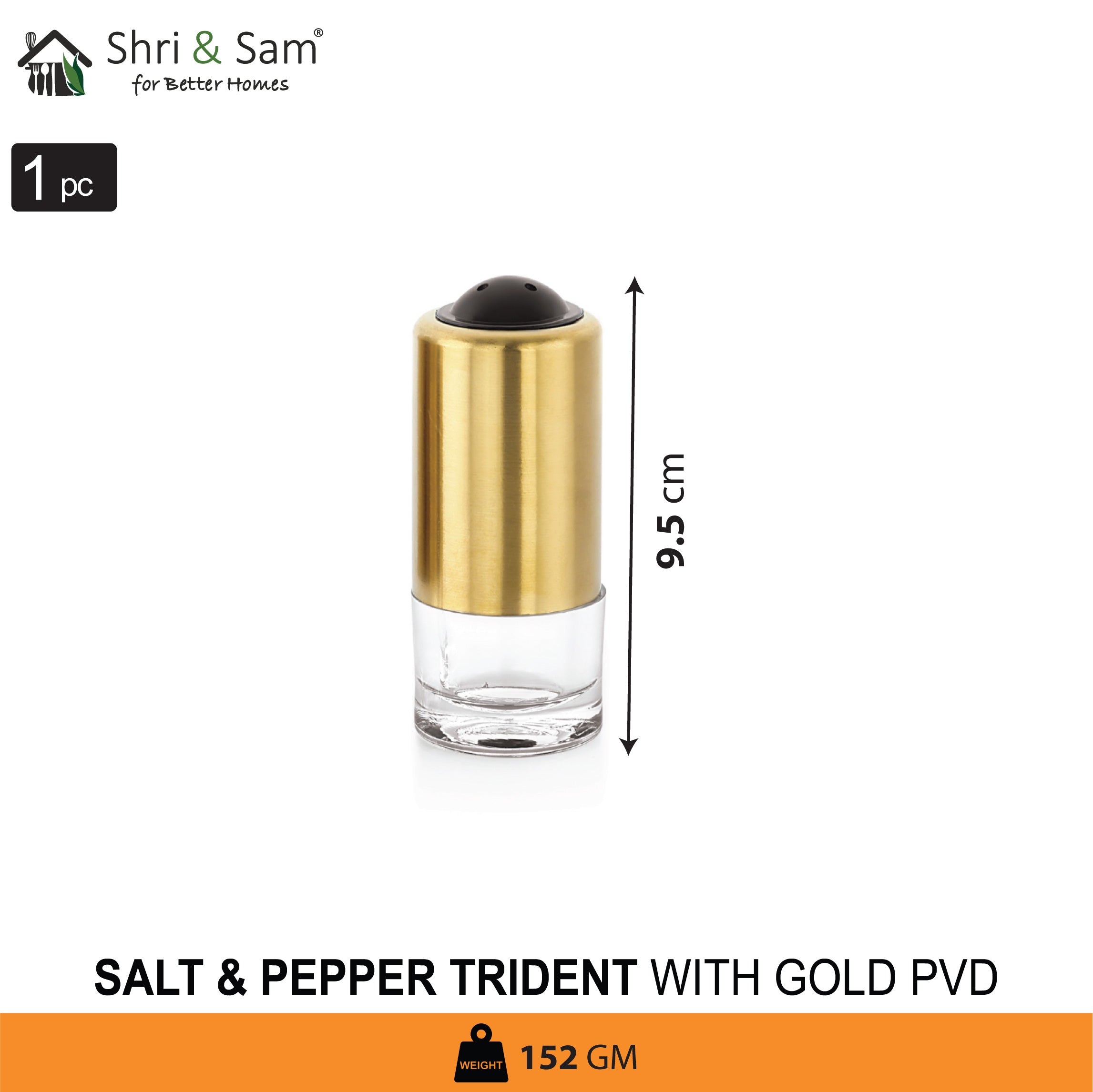 Stainless Steel Trident Gold Salt & Pepper