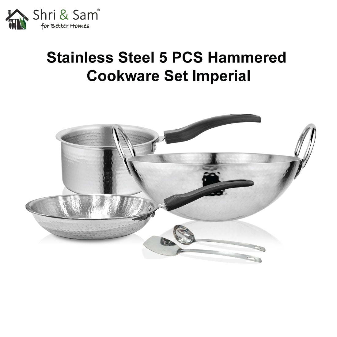 Stainless Steel 5 PCS Hammered Cookware Set Imperial