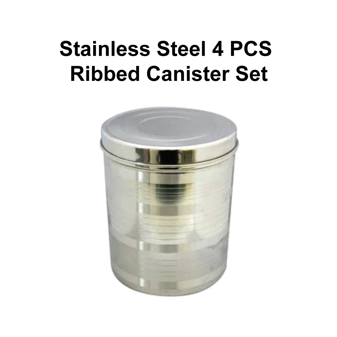 Stainless Steel 4 PCS Ribbed Canister Set
