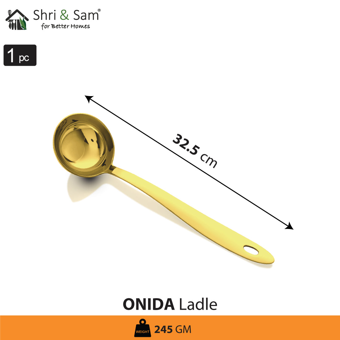 Stainless Steel Ladle with Gold PVD Coating Onida