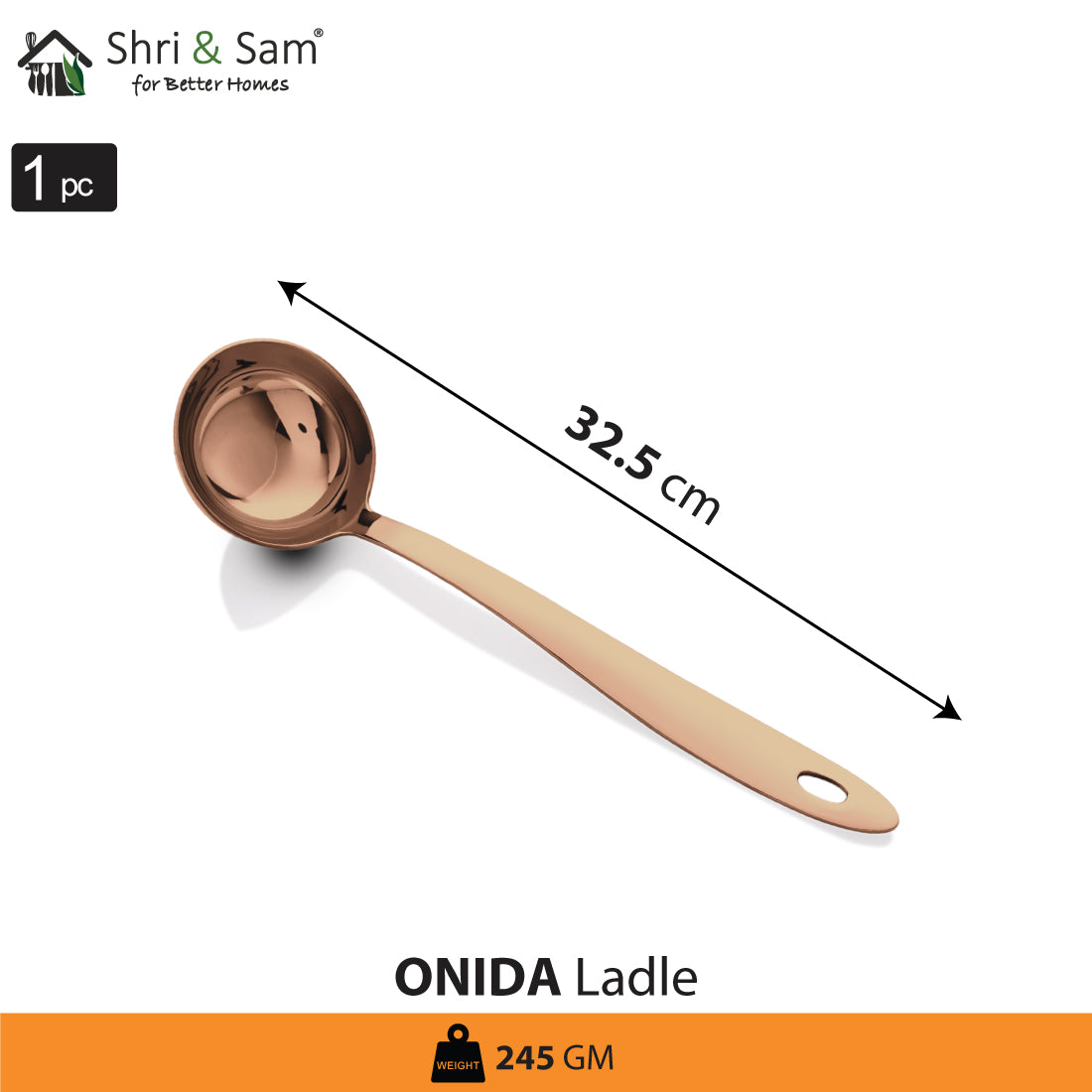 Stainless Steel Ladle with Rose Gold PVD Coating Onida