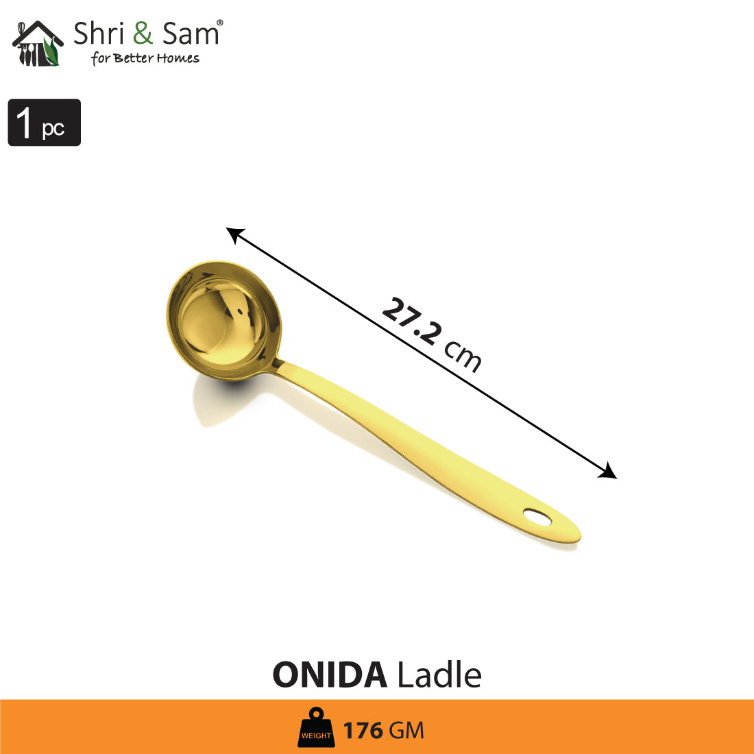 Stainless Steel Ladle with Gold PVD Coating Onida