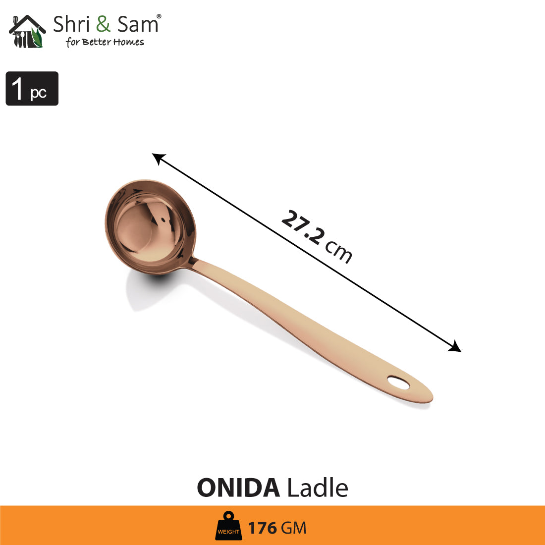 Stainless Steel Ladle with Rose Gold PVD Coating Onida