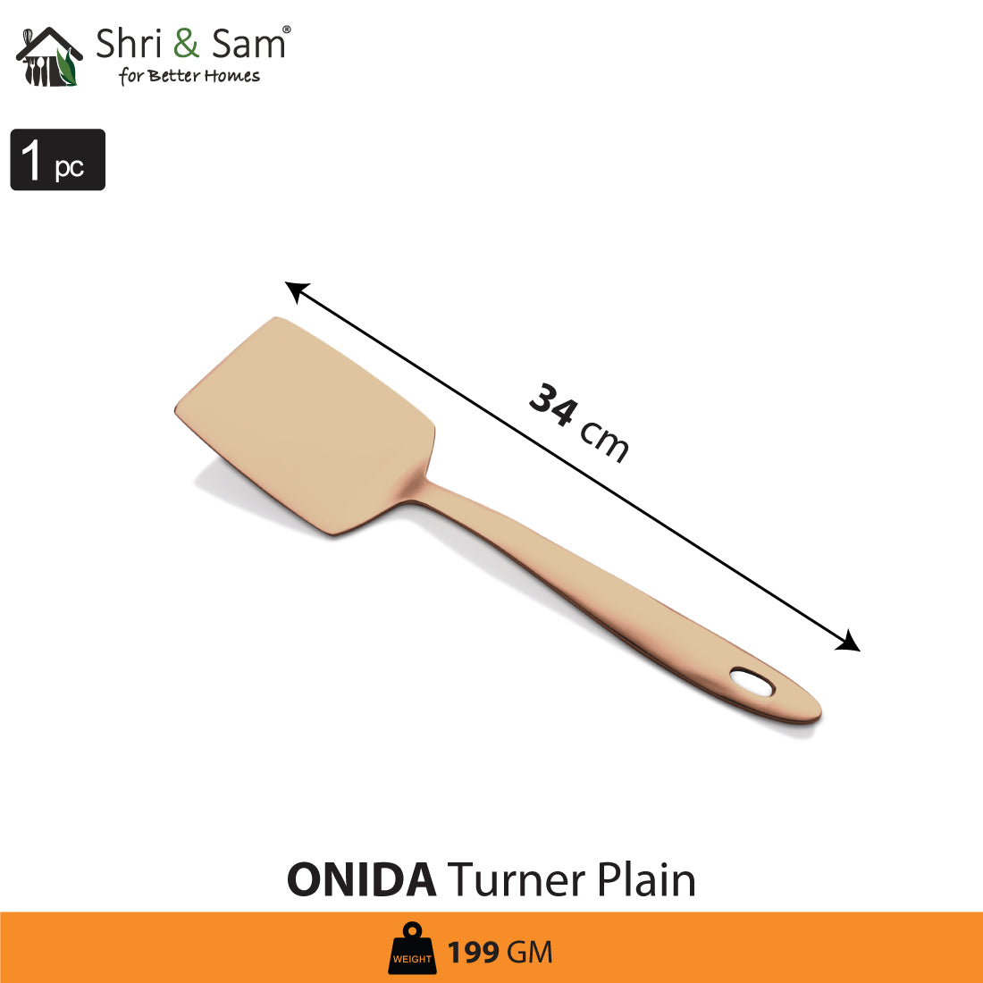 Stainless Steel Turner Plain with Rose Gold PVD Coating Onida