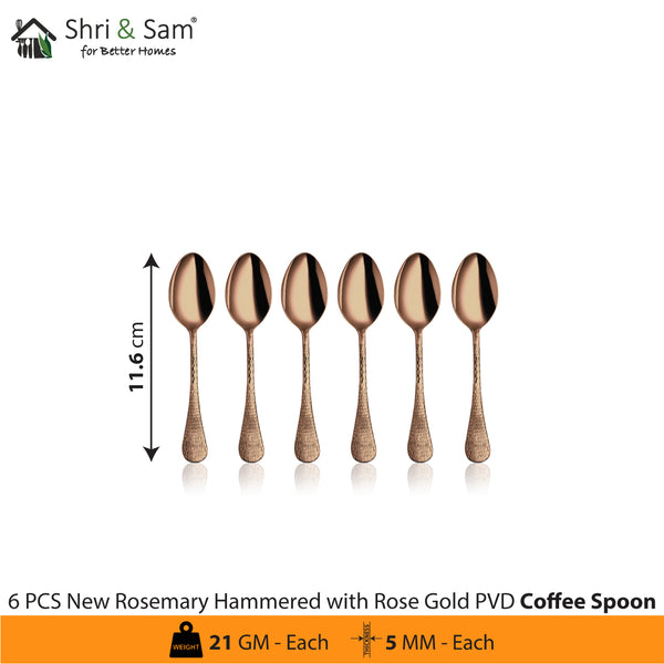 Stainless Steel Cutlery with Rose Gold PVD Coating New Rosemary Hammered