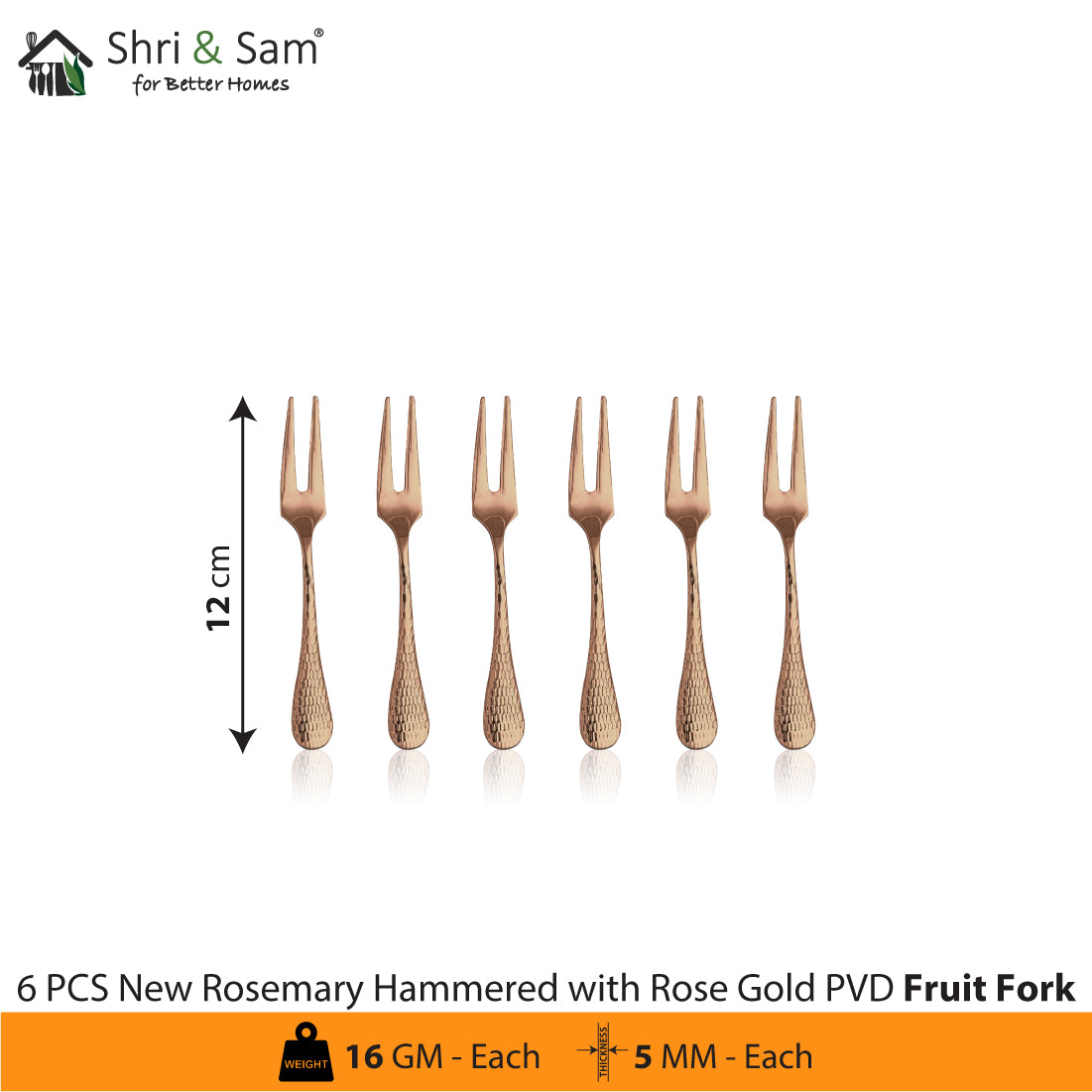 Stainless Steel Cutlery with Rose Gold PVD Coating New Rosemary Hammered