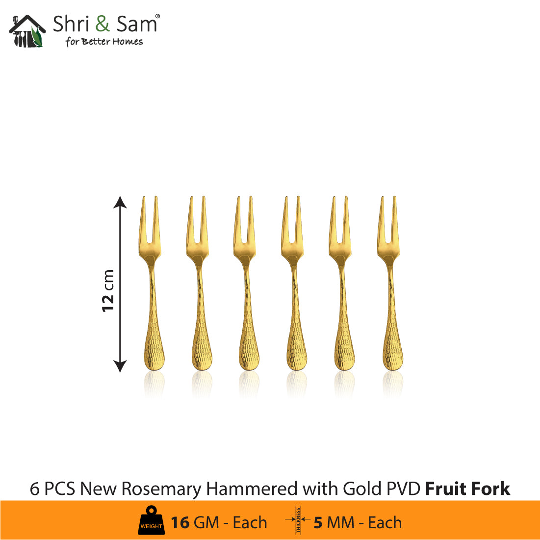 Stainless Steel Cutlery with Gold PVD Coating New Rosemary Hammered