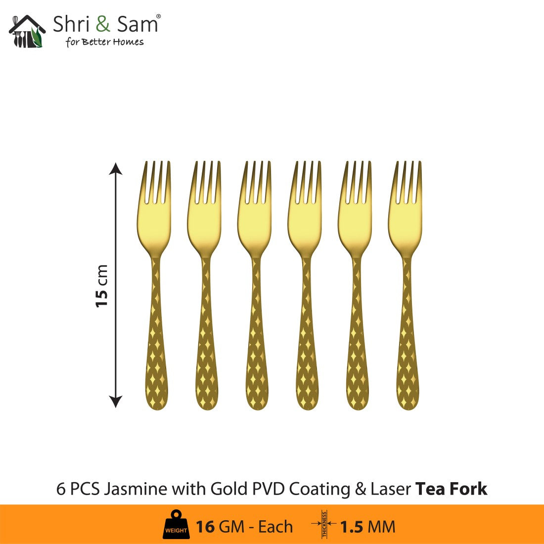 Stainless Steel Cutlery with Gold PVD Coating & Laser 2 Jasmine