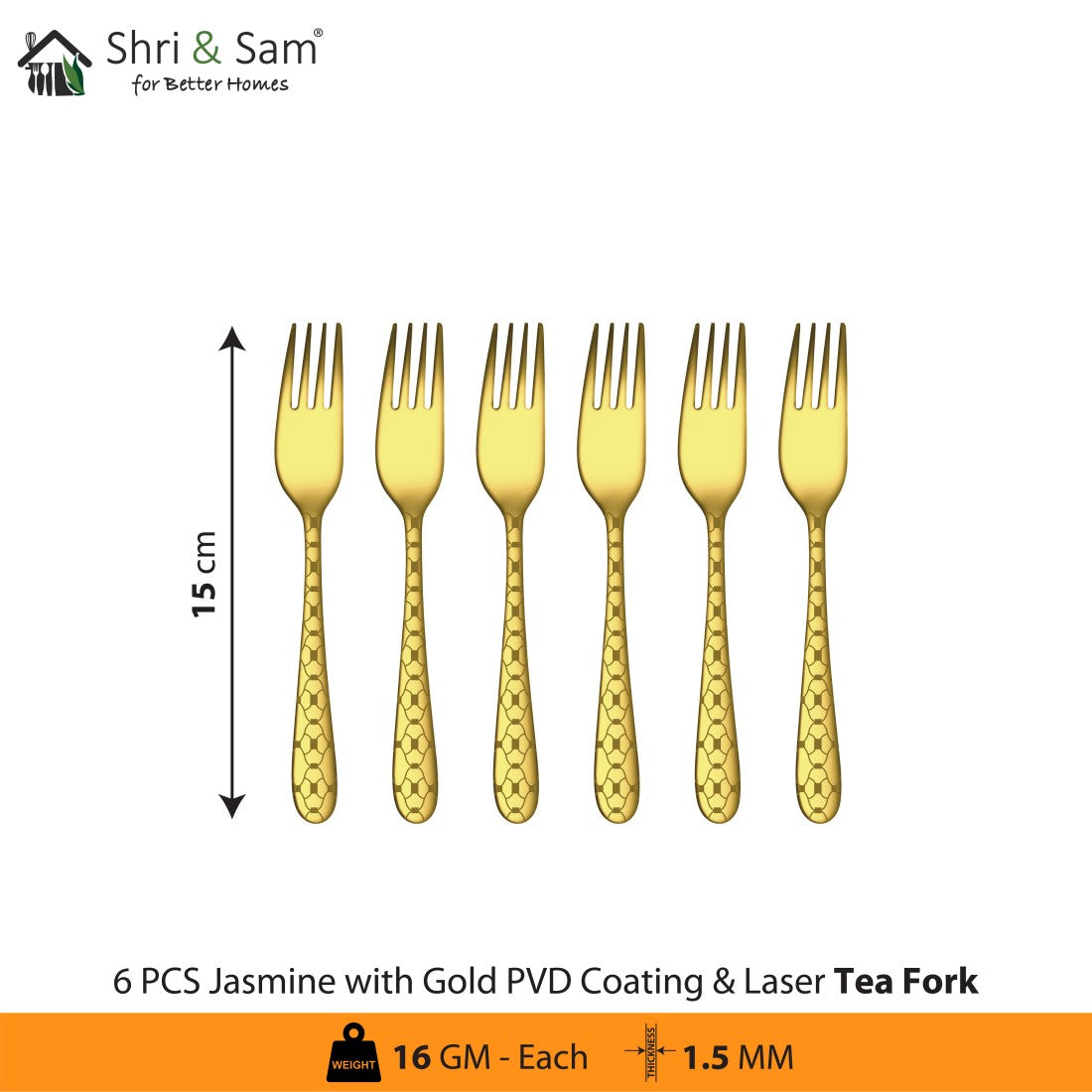 Stainless Steel Cutlery with Gold PVD Coating & Laser 4 Jasmine