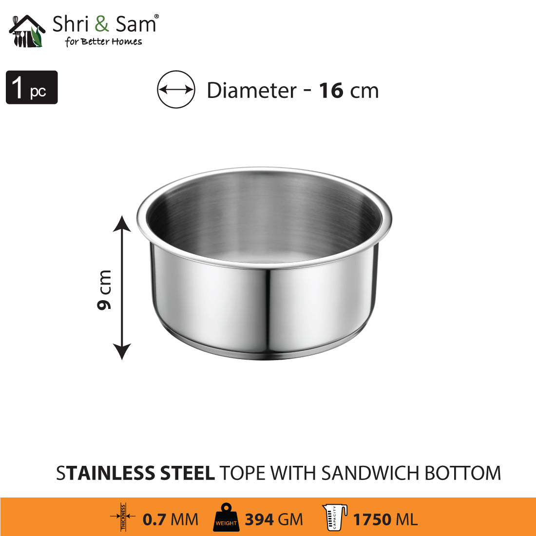 Stainless Steel Patila with Sandwich Bottom